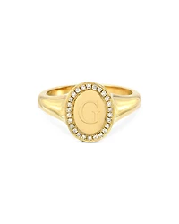 Zoe Lev 14K Yellow Gold Diamond Initial Signet Ring