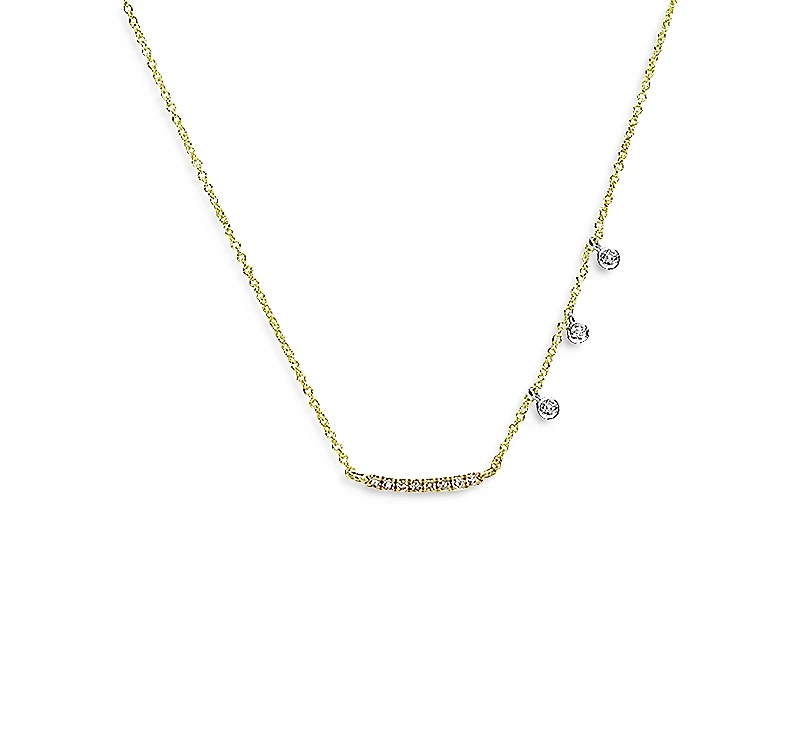Meira T 14K Yellow & White Gold Mini Curved Diamond Bar Necklace, 18