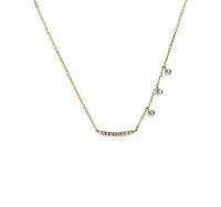 Meira T 14K Yellow & White Gold Mini Curved Diamond Bar Necklace, 18