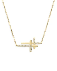 Bloomingdale's Fine Collection Diamond Double Cross Necklace