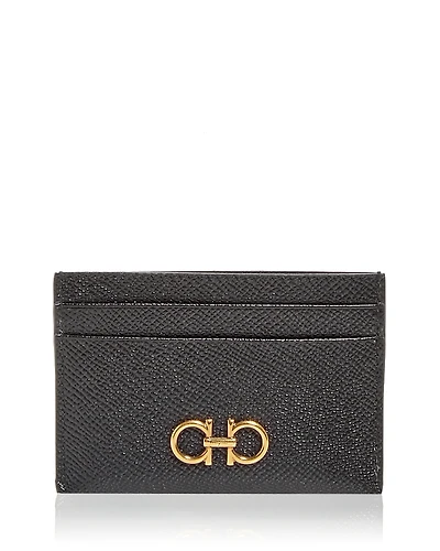 Salvatore Ferragamo Gancini Leather Card Case