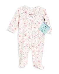 Girls' Floral Print Comfort Zip Front Footie - Baby