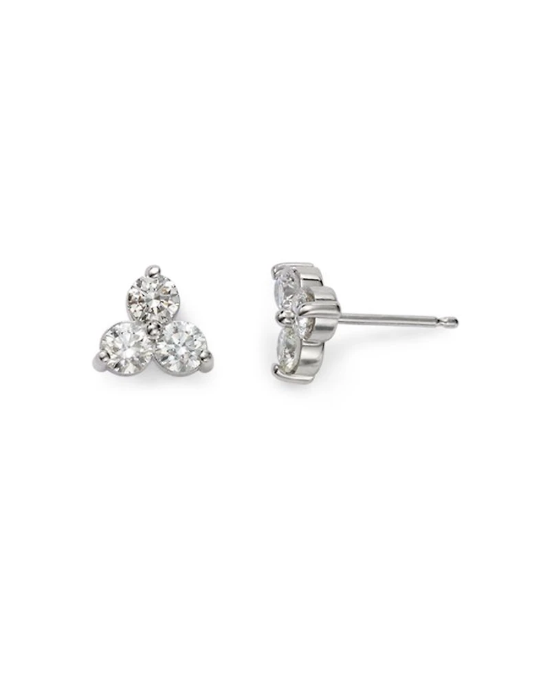 Diamond Trio Stud Earrings 14K White Gold, 0.20-2.0 tcw
