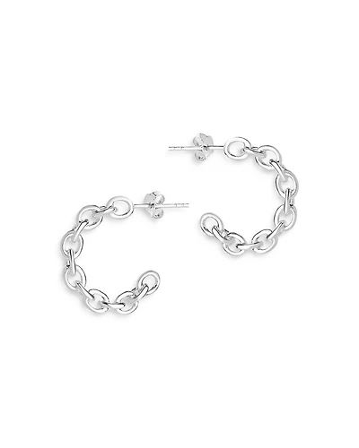 Sterling Silver Open Link Hoop Earrings