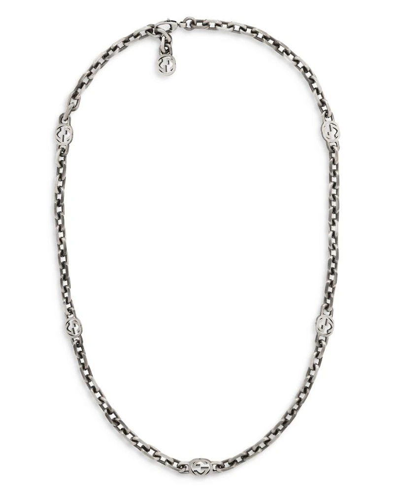Sterling Silver Interlocking Chain Necklace, 23.6"