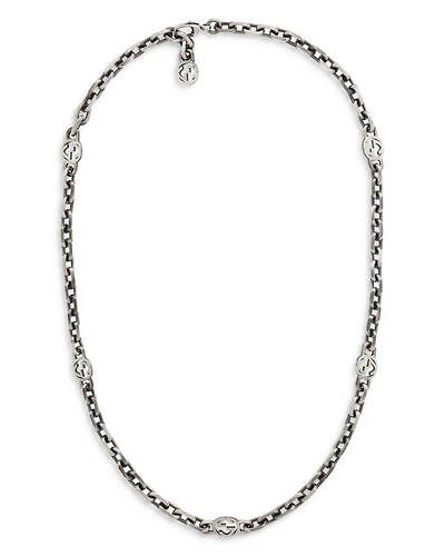 Sterling Silver Interlocking Chain Necklace, 23.6"