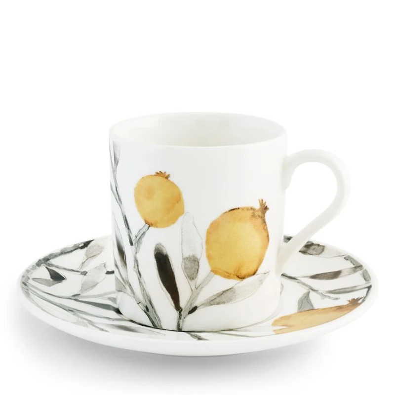 Pomegranate Demitasse Cup & Saucer, Set of 4