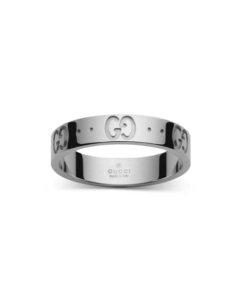 18K White Gold Icon Logo Band