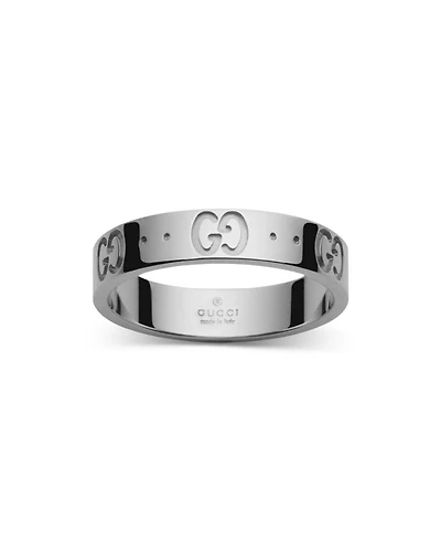 18K White Gold Icon Logo Band