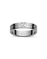 18K White Gold Icon Logo Band
