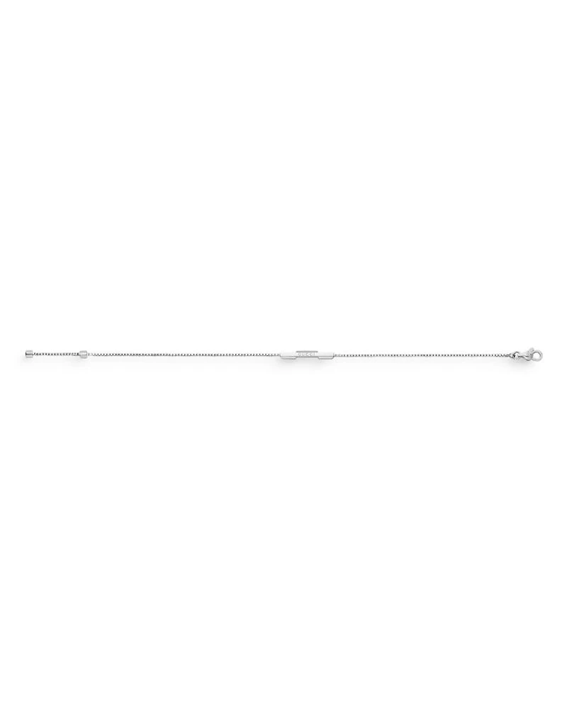 18K White Gold Link To Love Diamond Bar Bracelet