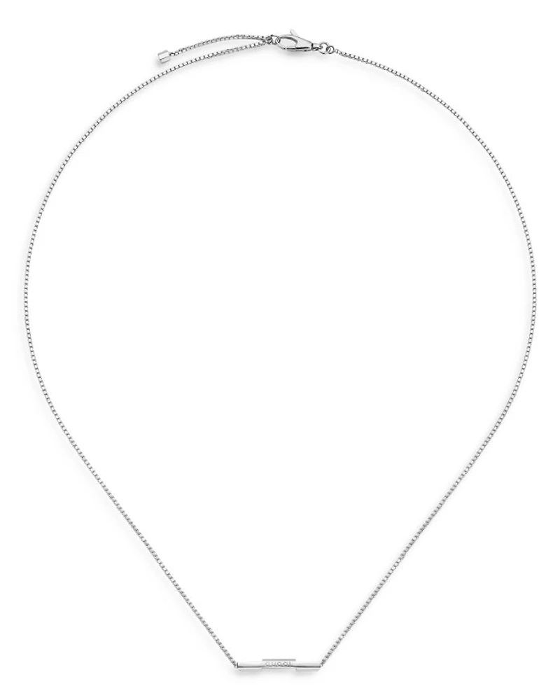 18K White Gold Link To Love Diamond Bar Necklace, 17.7"