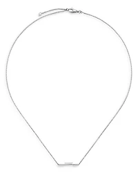 18K White Gold Link To Love Diamond Bar Necklace, 17.7"