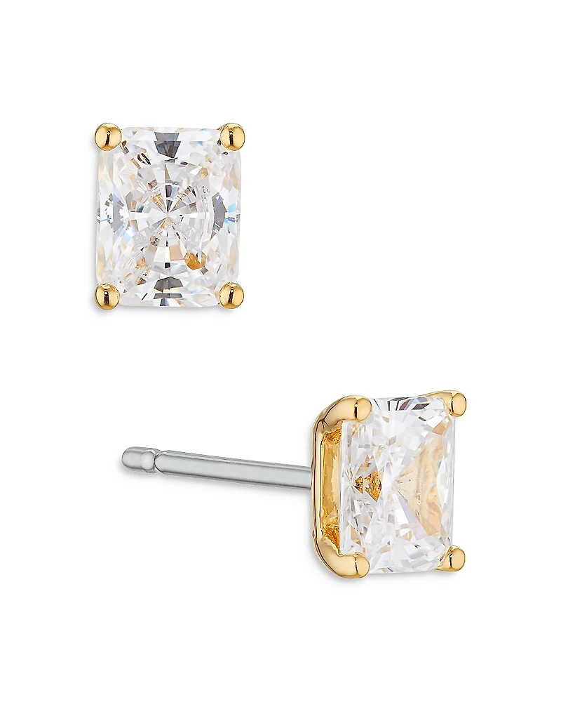 Nadri Modern Love Emerald Cut Cubic Zirconia Stud Earrings