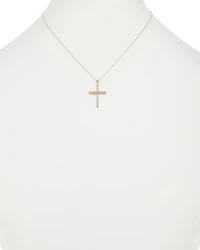 Diamond Micro-Pave Cross Pendant Necklace in 14K Gold