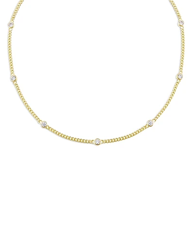 Adinas Jewels Cubic Zirconia Chain Choker Necklace, 12-15