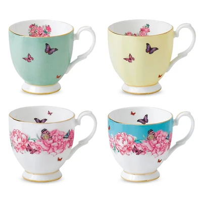 Mixed Patterns Vintage Look Mugs, Set of 4