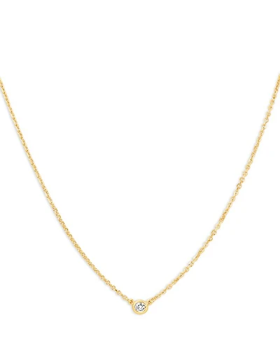 Diamond Bezel Solitare Necklace 14K Gold, 0.05 tcw