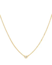 Diamond Bezel Solitare Necklace 14K Gold, 0.05 tcw