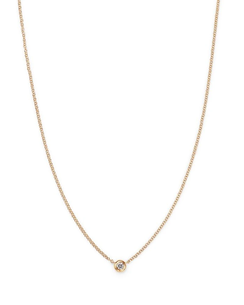 14K Yellow Gold Bezel-Set Diamond Pendant Necklace, 18" - Exclusive