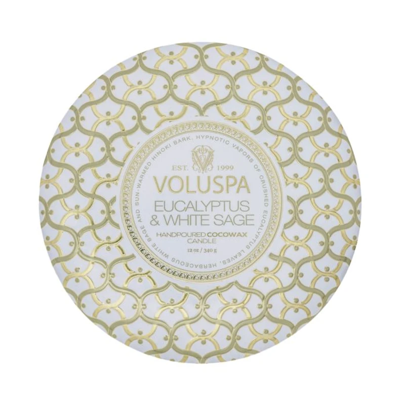 Eucalyptus & White Sage Three Wick Tin Candle 12 oz.