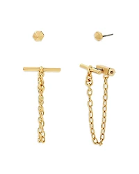 Allsaints Stud & Toggle Chain Front to Back Earrings