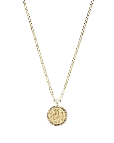 Meira T 14K Yellow Gold Diamond Coin Charm Necklace, 16