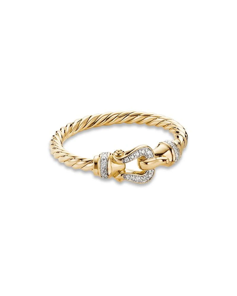 Petite Buckle Ring 18K Yellow Gold with Diamonds