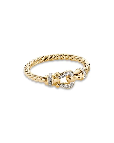 Petite Buckle Ring 18K Yellow Gold with Diamonds