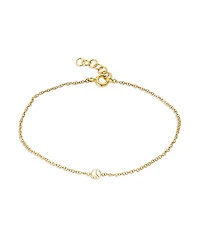 14K Yellow Gold Tiny Peace Sign Chain Link Bracelet