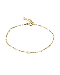 Zoe Lev 14K Yellow Gold Tiny Peace Sign Chain Link Bracelet