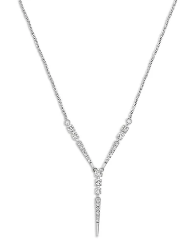 Diamond Y Necklace in 14K White Gold, 0.50 tcw