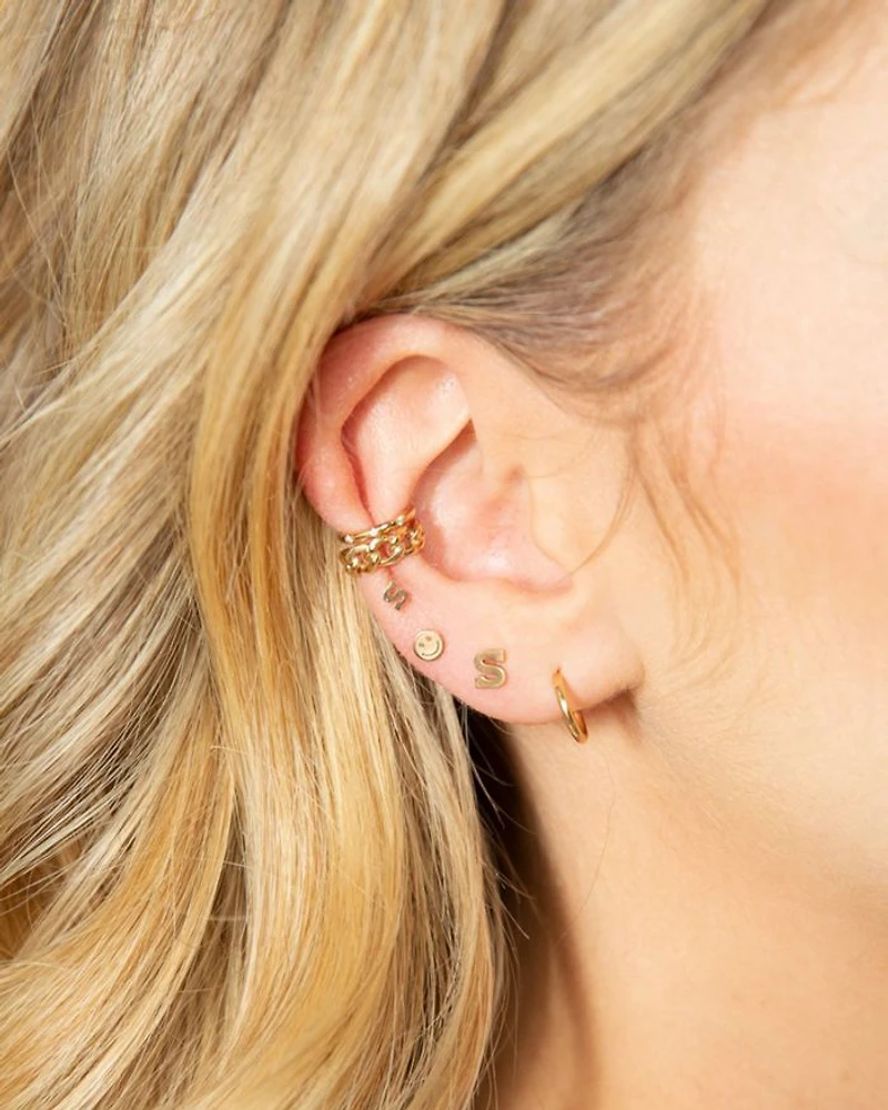 14K Yellow Gold Itty Bitty Smiley Face Single Stud Earring