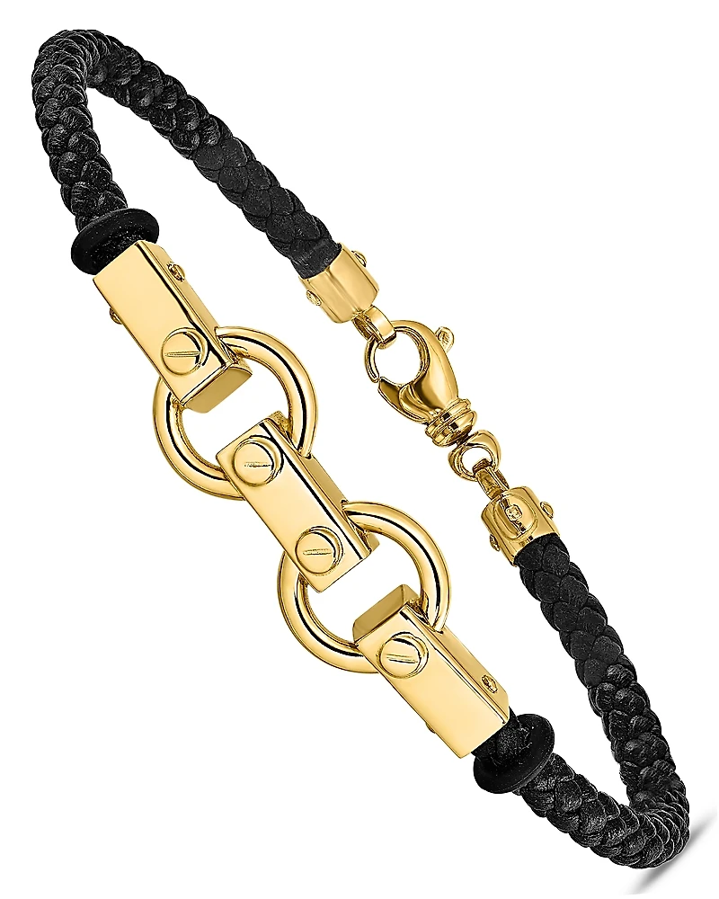 Bloomingdale's Fine Collection Men's Fancy Link Leather Bracelet