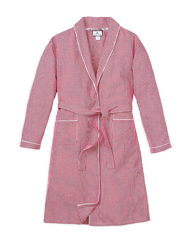 Petite Plume Unisex Red Mini Gingham Flannel Robe - Little Kid, Big Kid