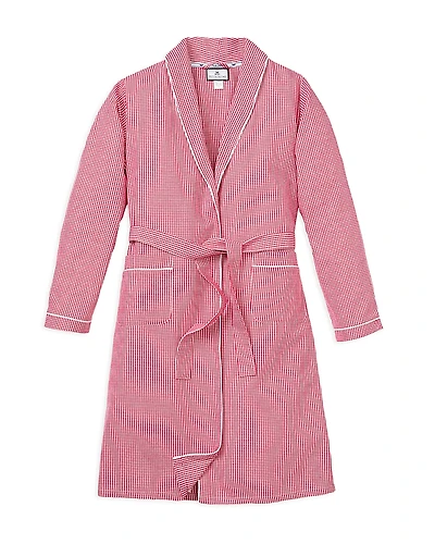 Petite Plume Unisex Red Mini Gingham Flannel Robe - Little Kid, Big Kid