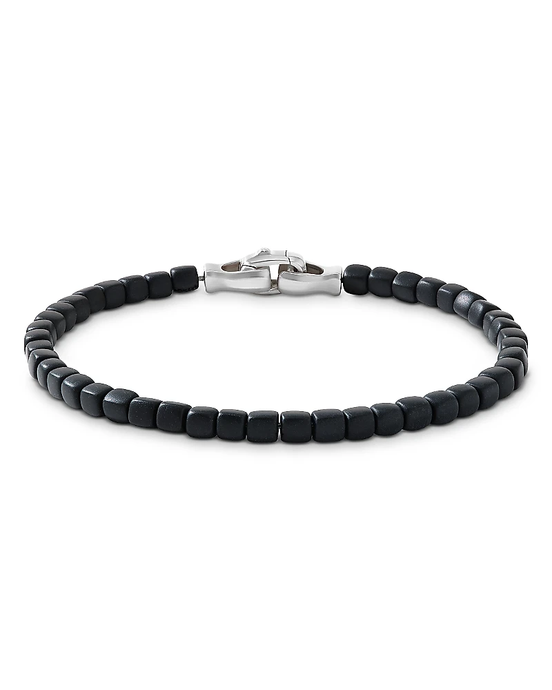 David Yurman Men's Sterling Silver Spiritual Beads Onyx Bead Bracelet