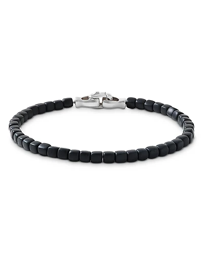 David Yurman Men's Sterling Silver Spiritual Beads Onyx Bead Bracelet