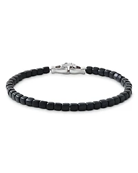 David Yurman Men's Sterling Silver Spiritual Beads Onyx Bead Bracelet
