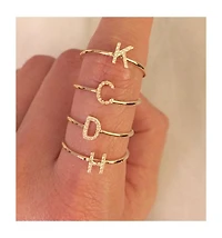14K Yellow Gold Initial Diamond Ring