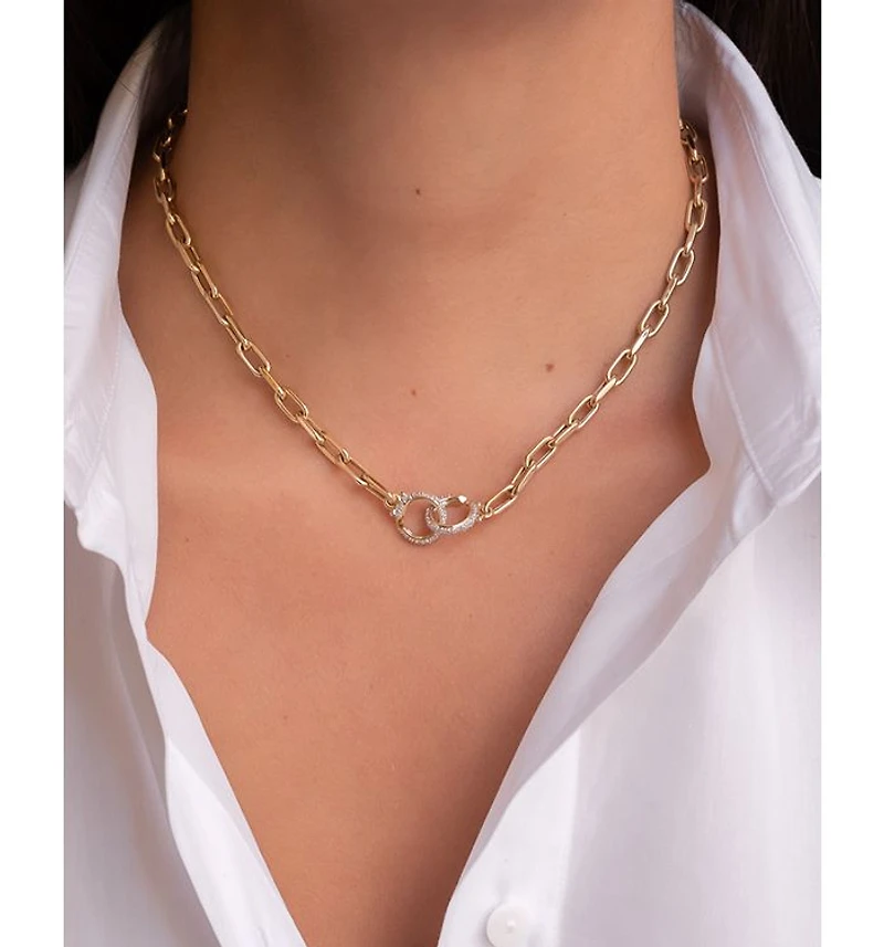 14K Yellow Gold Diamond Chain Necklace, 16"