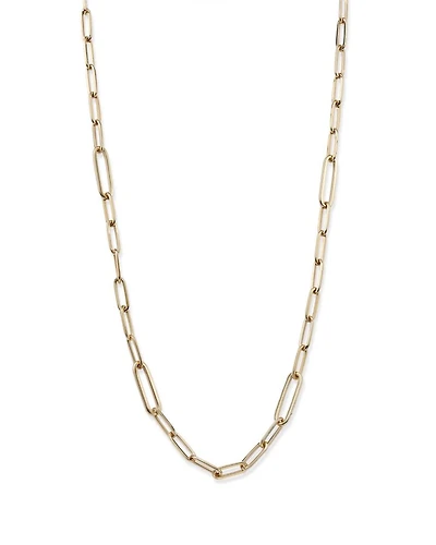 14K Yellow Gold Paperclip Link Chain Necklace, 18"
