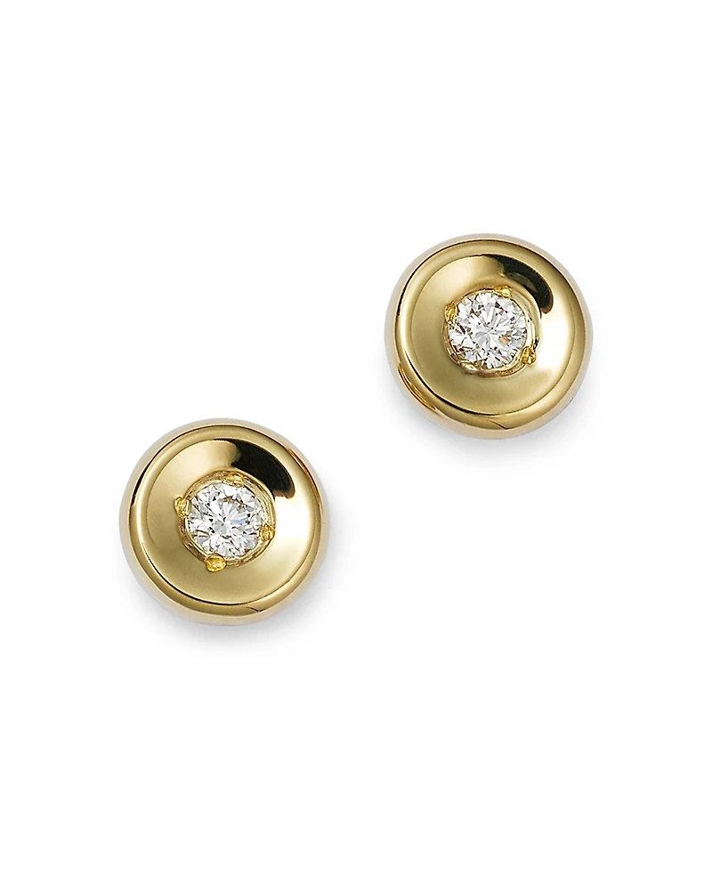 Roberto Coin 18K Yellow Gold Tiny Treasures Diamond Round Cut Stud Earrings