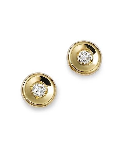 Roberto Coin 18K Yellow Gold Tiny Treasures Diamond Round Cut Stud Earrings