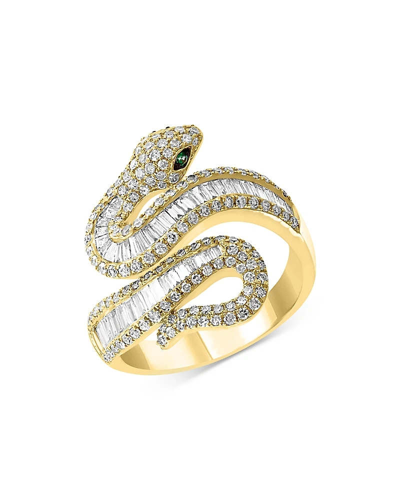 Bloomingdale's Fine Collection Emerald & Diamond Snake Ring