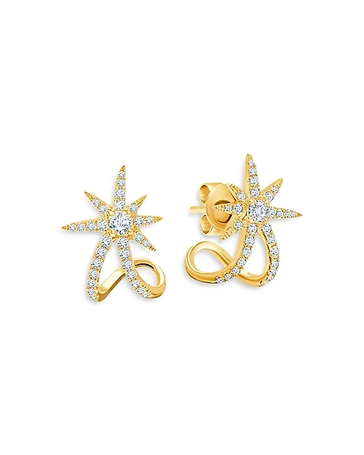 Graziela Gems 18K Yellow Gold Diamond Starburst Ear Cuffs