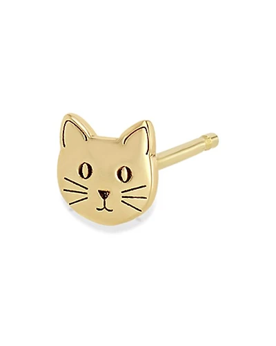 14K Yellow Itty Bitty Symbols Cat Single Stud Earring