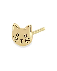14K Yellow Itty Bitty Symbols Cat Single Stud Earring
