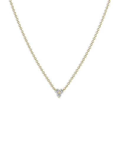 14K Yellow Gold Diamond Triple Cluster Statement Necklace, 14-16"
