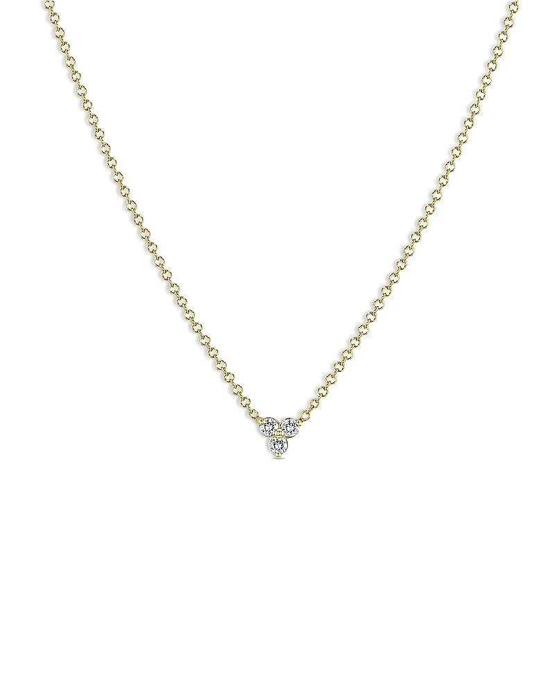 Zoe Chicco 14K Yellow Gold Diamond Triple Cluster Statement Necklace, 14-16